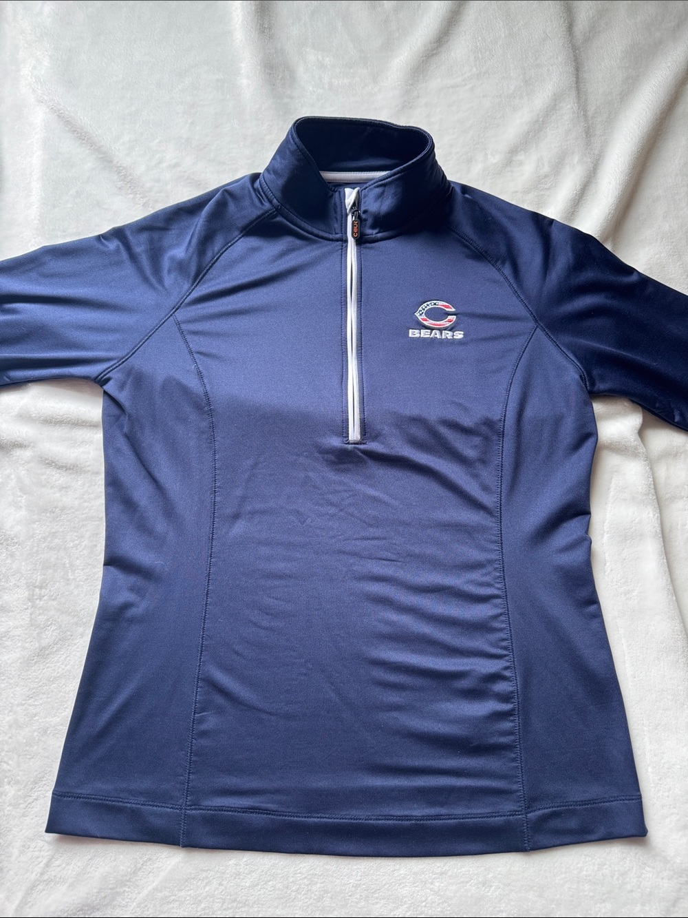 Cutter & Buck Navy Quarter-Zip Pullover with Bears Emblem..Athletic Fit.
